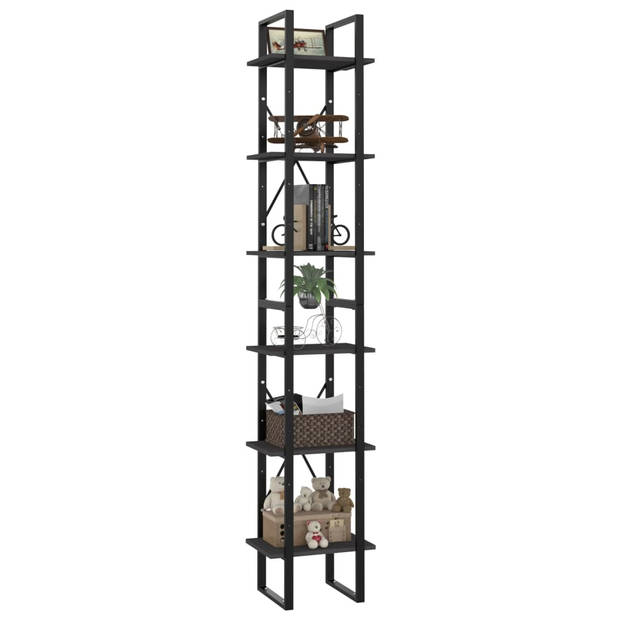 vidaXL Boekenkast met 6 schappen 40x30x210 cm bewerkt hout grijs