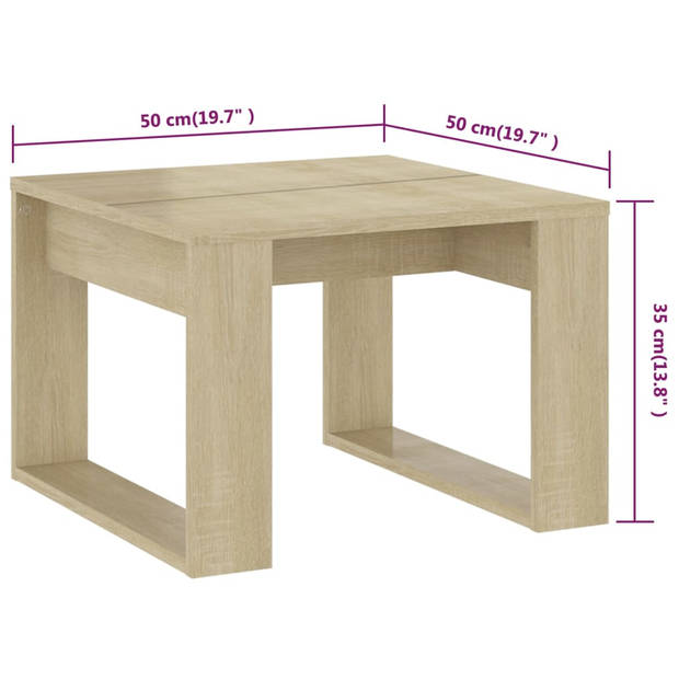 vidaXL Bijzettafel 50x50x35 cm bewerkt hout sonoma eikenkleurig