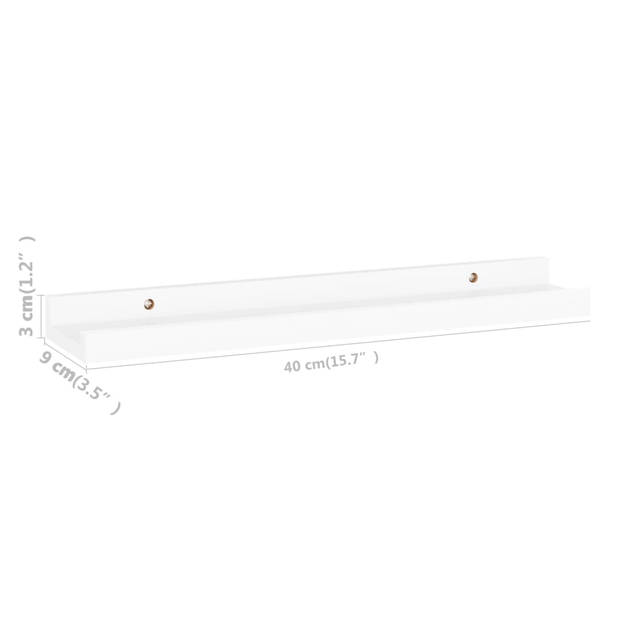 vidaXL Wandschappen 4 st 40x9x3 cm wit