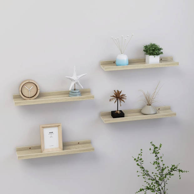 The Living Store Wandschap - Sonoma eiken - MDF - 40 x 9 x 3 cm