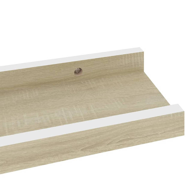 vidaXL Wandschappen 4 st 40x9x3 cm wit en sonoma eikenkleurig