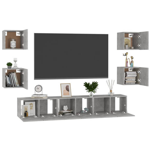 The Living Store TV-Meubel Stereokast - Betongrijs - 60 x 30 x 30 cm - 30.5 x 30 x 30 cm - Montage vereist