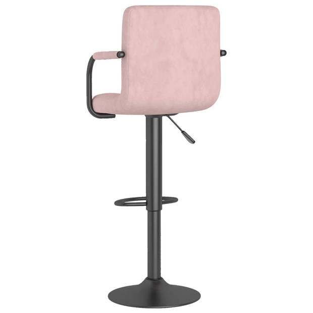 The Living Store Barkrukken - fluweel bekleding - verstelbaar en draaibaar - roze - 48 x 47 x (90 - 111) cm -