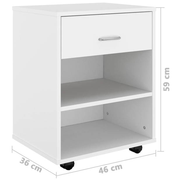 The Living Store Verrijdbare kast - 46 x 36 x 59 cm - wit - spaanplaat - mobiel en multifunctioneel