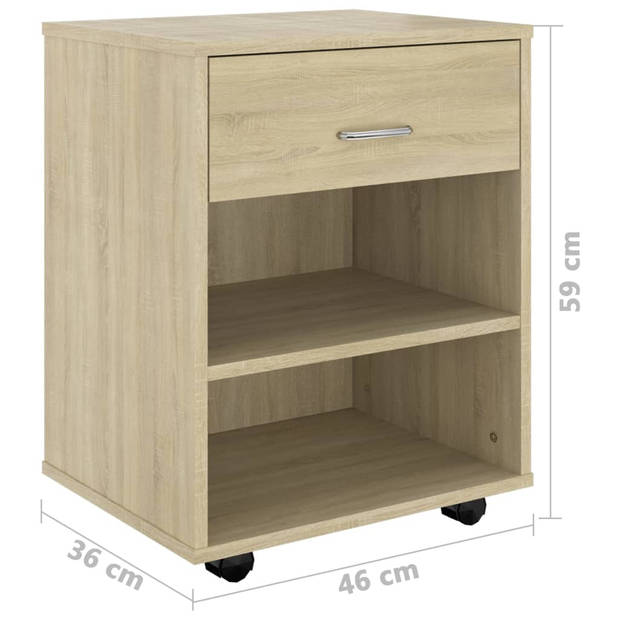 The Living Store Verrijdbare Kast - Sonoma Eiken - 46 x 36 x 59 cm - Duurzaam - Mobiel