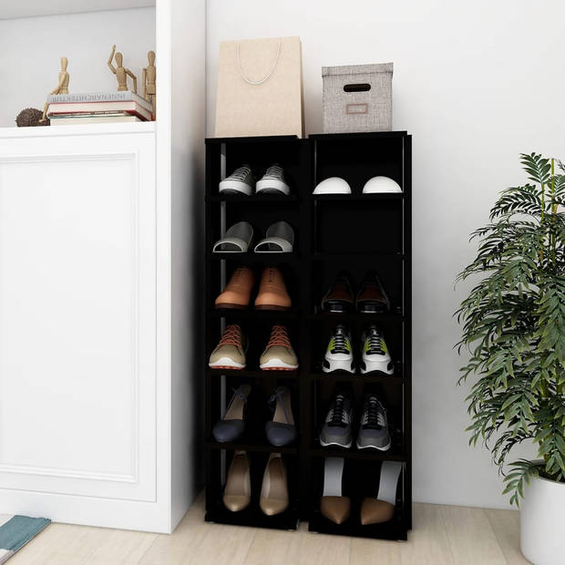 The Living Store Schoenenkast - Elegant - Opbergruimte voor 6 schoenen - Zwart - Afmetingen- 27.5 x 27 x 102 cm