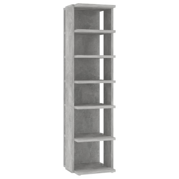 The Living Store Schoenenkast Betongrijs 27.5x27x102 cm (LxBxH) - Bewerkt hout - 6 schappen