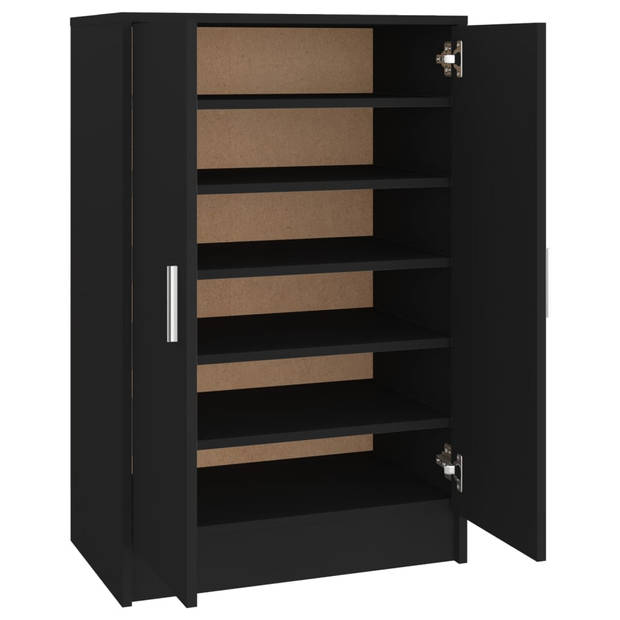 The Living Store Schoenenkast 60x35x92 cm spaanplaat zwart - Schoenenkast