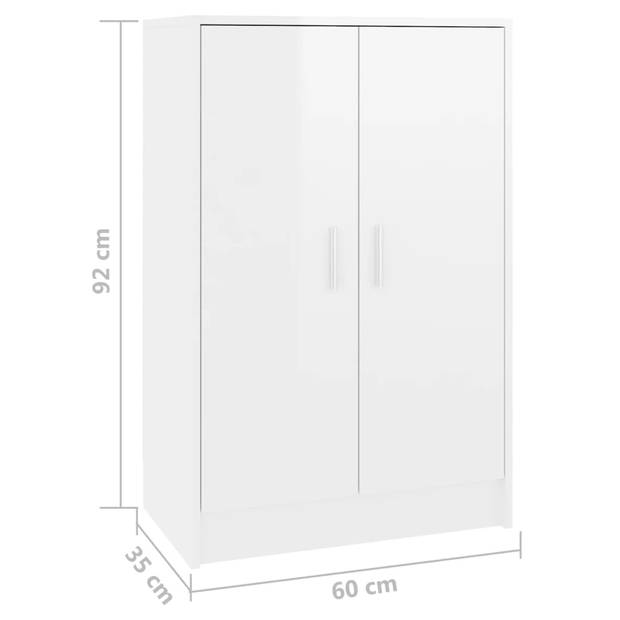 The Living Store Schoenenkast Hoogglans Wit - 60 x 35 x 92 cm - Gemaakt van spaanplaat