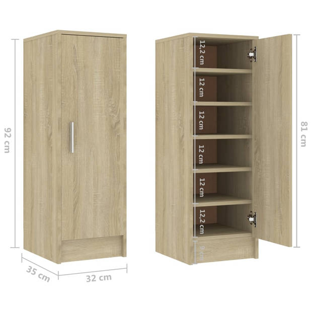 vidaXL Schoenenkast 32x35x92 cm bewerkt hout sonoma eikenkleurig