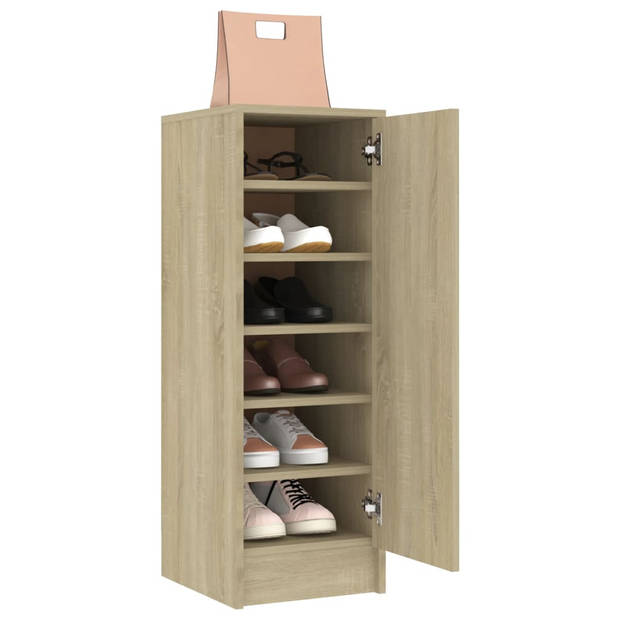 The Living Store Schoenenkast Sonoma Eiken - 32 x 35 x 92 cm - 6 planken