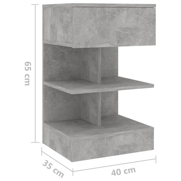 vidaXL Nachtkastje 40x35x65 cm bewerkt hout betongrijs