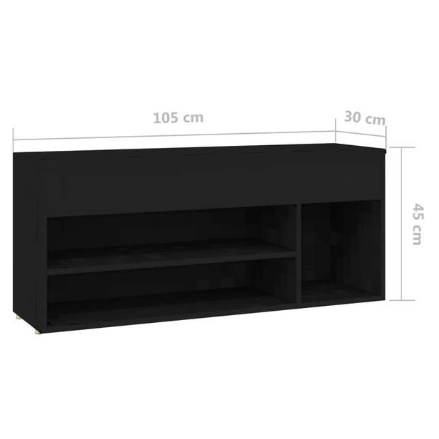 vidaXL Schoenenbank 105x30x45 cm bewerkt hout zwart