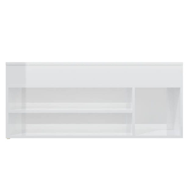 The Living Store Schoenenkast - Opbergbank - 105 x 30 x 45 cm - Hoogglans wit