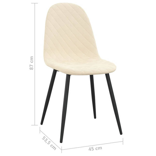 The Living Store Eetstoelen - Keukenstoelen - 45 x 53.5 x 87 cm - Crèmewit Fluweel