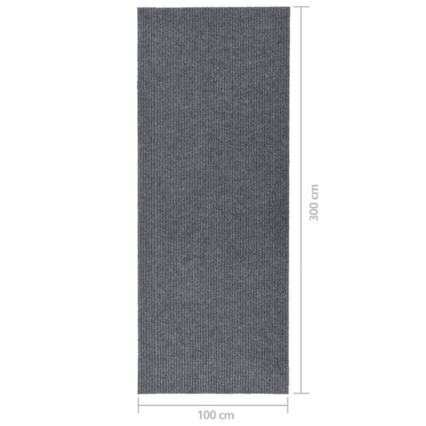 The Living Store Tapijtloper - Grijs - 100 x 300 cm - Geluiddempend - Anti-slip - Onderhoudsvriendelijk