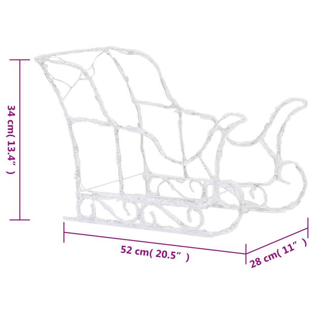 vidaXL Kerstdecoratie rendieren en slee 280x28x55 cm acryl