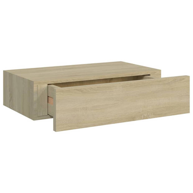 vidaXL Wandschappen 2 st met lade 40x23,5x10 cm MDF eikenkleurig