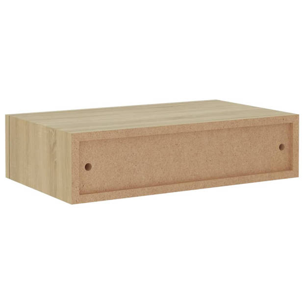 The Living Store Zwevend Ladeschap - Eiken - 40 x 23.5 x 10 cm - MDF en metaal