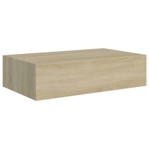 vidaXL Wandschappen 2 st met lade 40x23,5x10 cm MDF eikenkleurig