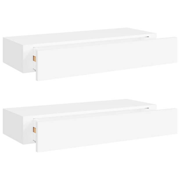 vidaXL Wandschappen 2 st met lade 60x23,5x10 cm MDF wit