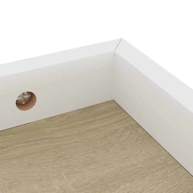 The Living Store Loggia Wandschappenset - 60x15x4 cm - MDF/metaal - Eiken/wit