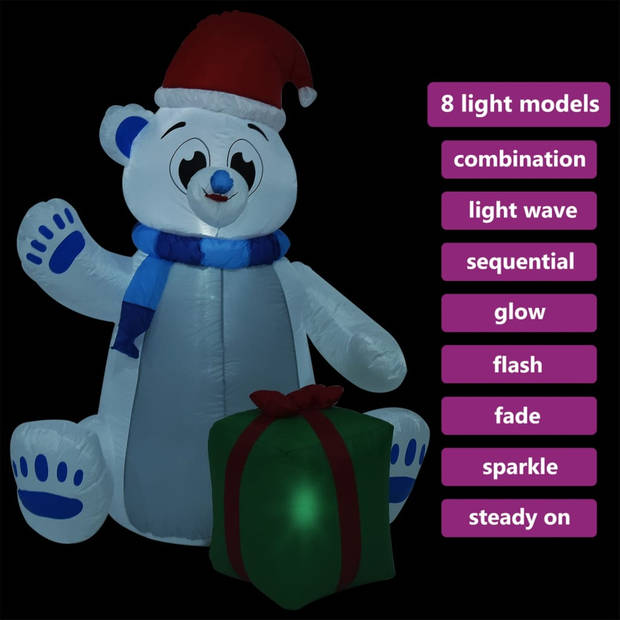 The Living Store IJsbeer Opblaasbaar - Kerstdecoratie - 2 x 1 x 2.4 m - LED-verlichting