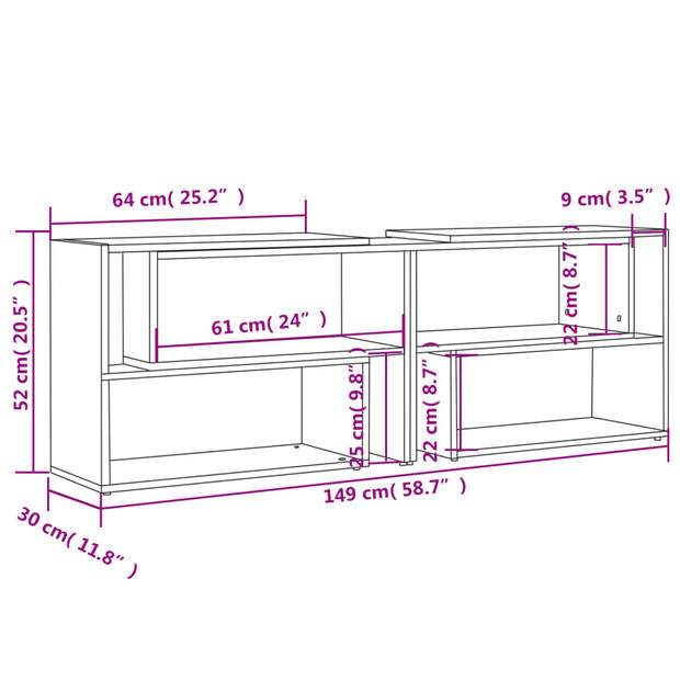 vidaXL Tv-meubel 149x30x52 cm bewerkt hout betongrijs