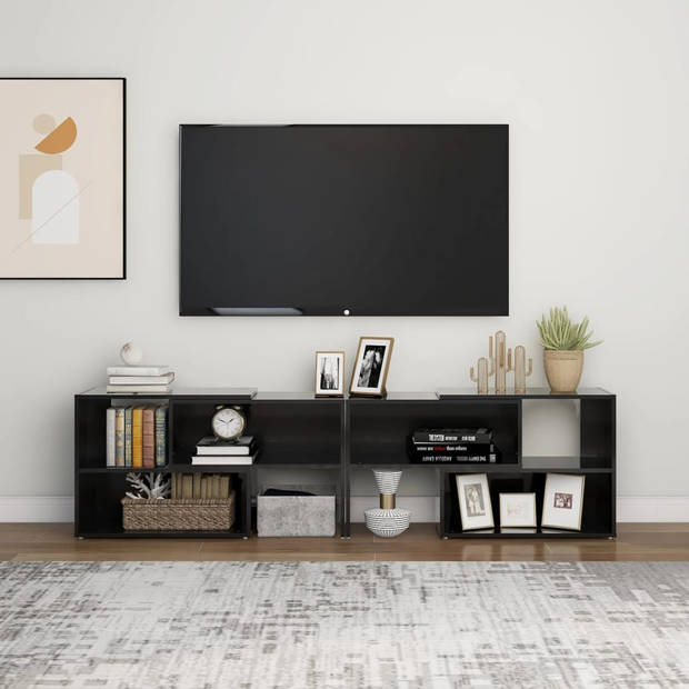 vidaXL Tv-meubel 149x30x52 cm bewerkt hout hoogglans zwart