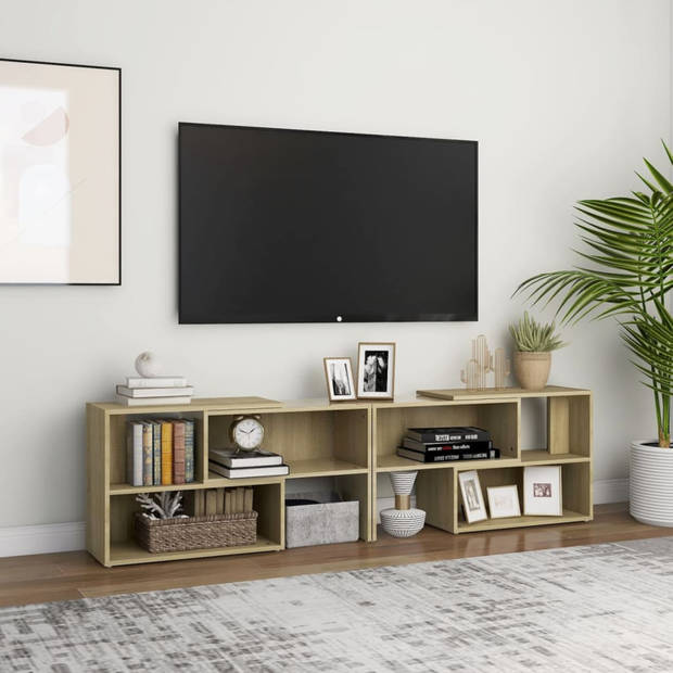 vidaXL Tv-meubel 149x30x52 cm bewerkt hout sonoma eikenkleurig