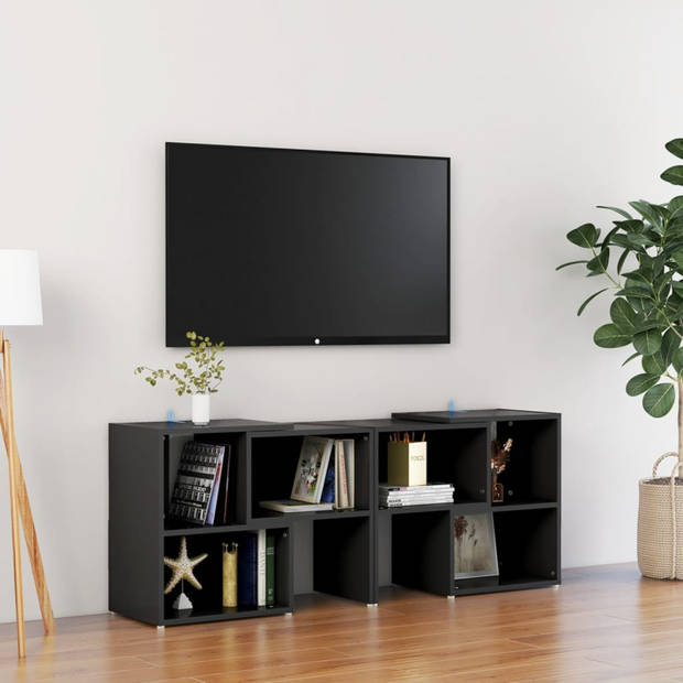 vidaXL Tv-meubel 104x30x52 cm bewerkt hout zwart