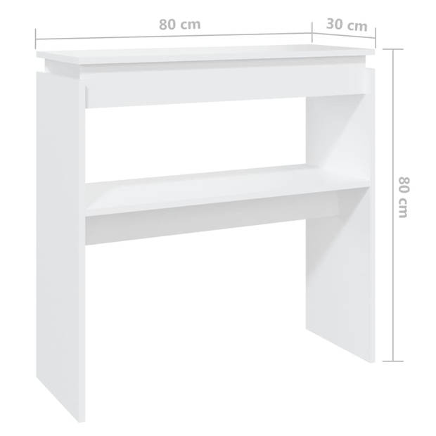 The Living Store Consoletafel s Hall - 80 x 30 x 80 cm - Wit - Spaanplaat