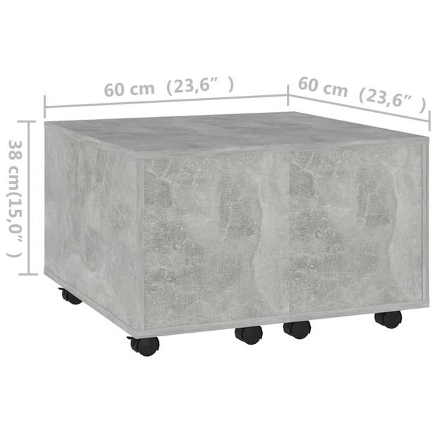 vidaXL Salontafel 60x60x38 cm bewerkt hout betongrijs