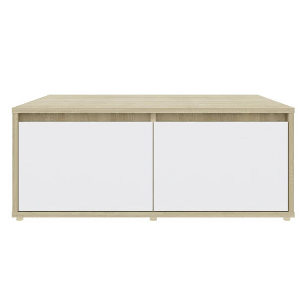 The Living Store Salontafel - eenvoudige woonkamertafel - Wit/sonoma eiken - 80x80x31cm - Stabiel en duurzaam
