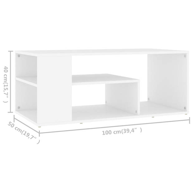 vidaXL Salontafel 100x50x40 cm bewerkt hout wit