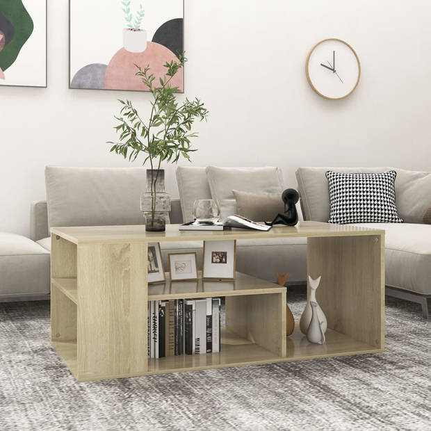 The Living Store Modern Sonoma Eiken Salontafel - 100 x 50 x 40 cm - Opbergruimte