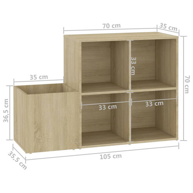 vidaXL Opbergkast 105x35,5x70 cm bewerkt hout sonoma eikenkleurig