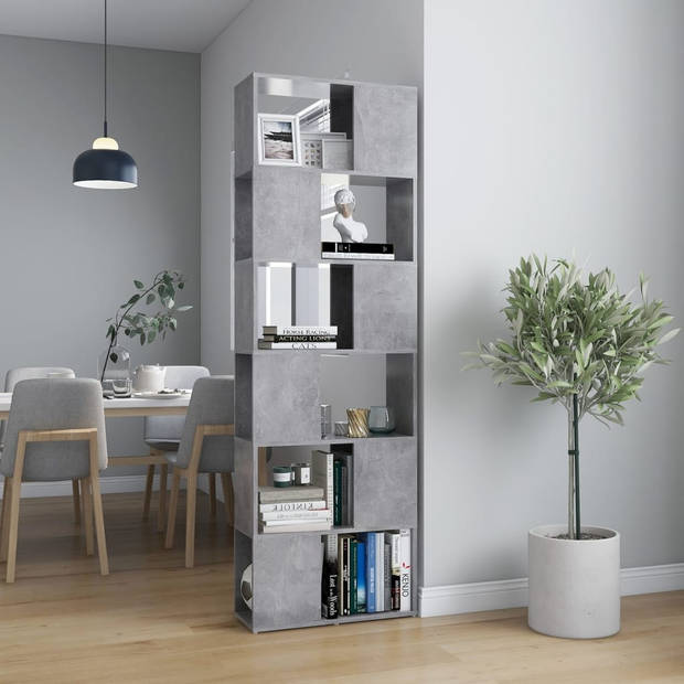 The Living Store Boekenkast/kamerscherm 60x24x186 cm spaanplaat betongrijs - Kast