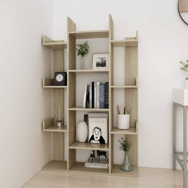 The Living Store Boekenkast Sonoma Eiken 86x25.5x140 - Stevig en compact