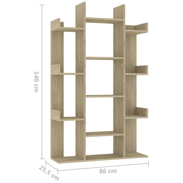 The Living Store Boekenkast Sonoma Eiken 86x25.5x140 - Stevig en compact