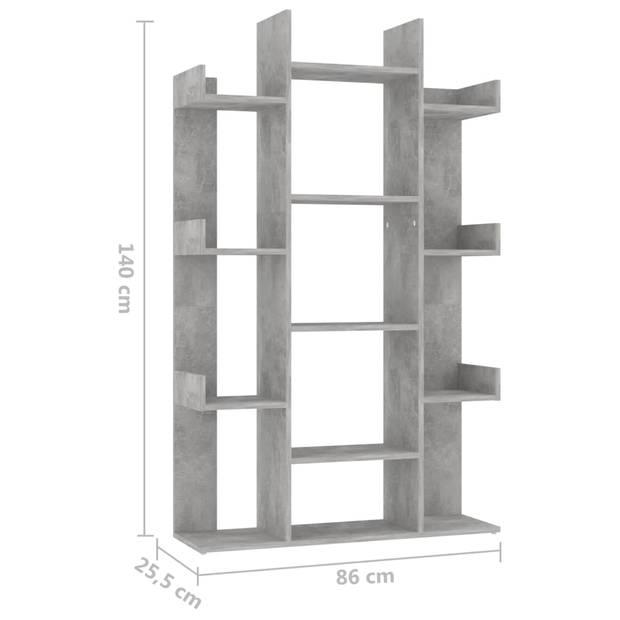 vidaXL Boekenkast 86x25,5x140 cm bewerkt hout betongrijs