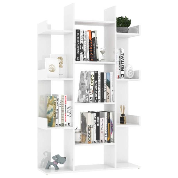 vidaXL Boekenkast 86x25,5x140 cm spaanplaat hoogglans wit