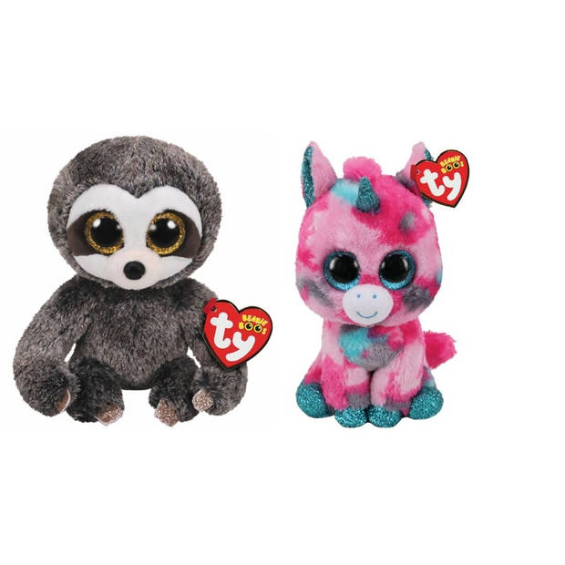 Ty - Knuffel - Beanie Boo's - Gumball Unicorn & Dangler Sloth