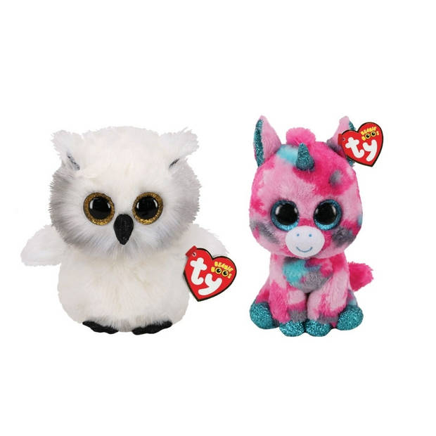 Ty - Knuffel - Beanie Boo's - Gumball Unicorn & Austin Owl