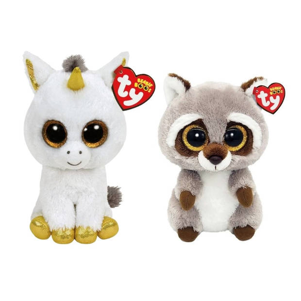 Ty - Knuffel - Beanie Boo's - Pegasus Unicorn & Racoon