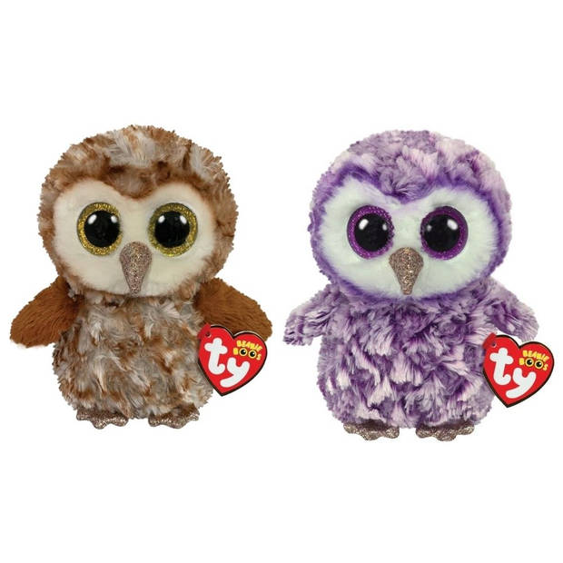 Ty - Knuffel - Beanie Boo's - Percy Owl & Moonlight Owl