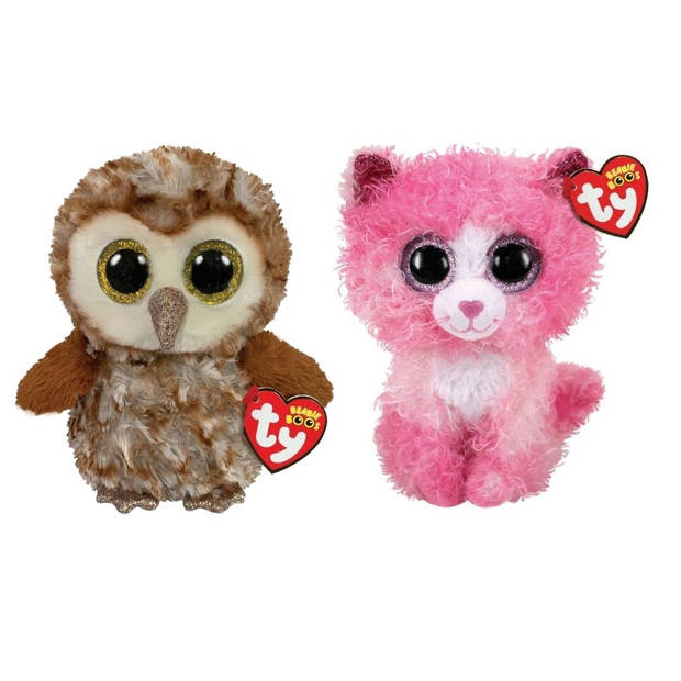 Ty - Knuffel - Beanie Boo's - Percy Owl & Reagan Cat