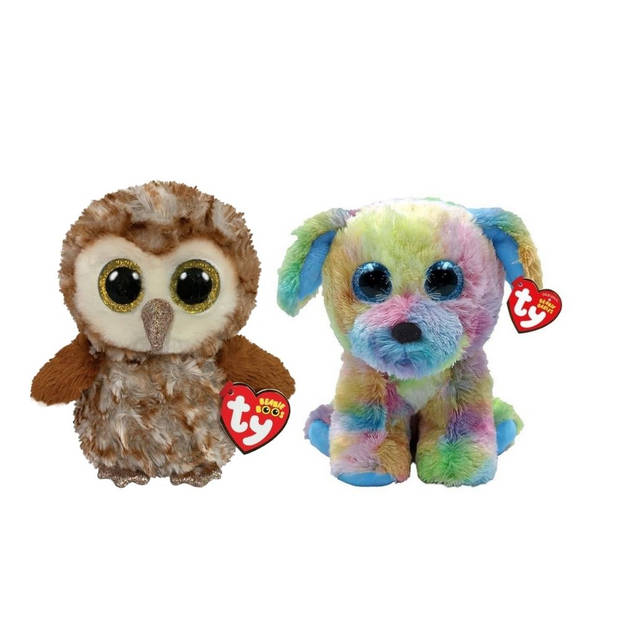 Ty - Knuffel - Beanie Boo's - Percy Owl & Max Dog