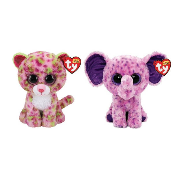 Ty - Knuffel - Beanie Boo's - Lainey Leopard & Eva Elephant