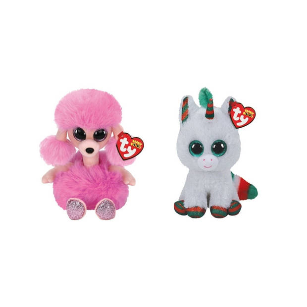 Ty - Knuffel - Beanie Boo's - Camilla Poodle & Christmas Unicorn